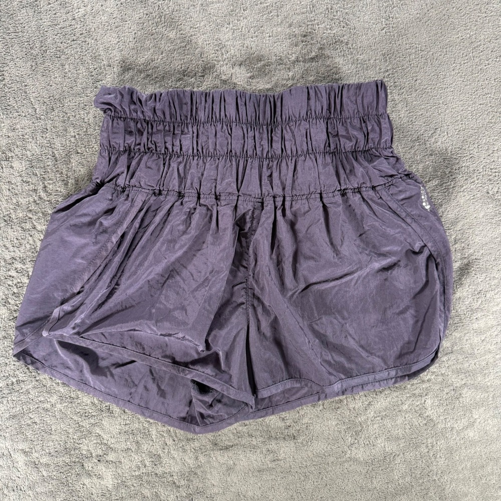 Free People The Way Home Shorts Women Small Purple High Rise Smocked Athletic
